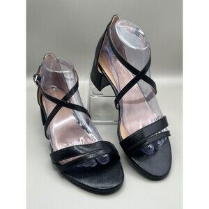 Naturalizer June Womens Black Leather Block Heel Strappy Sandals Size 8.5